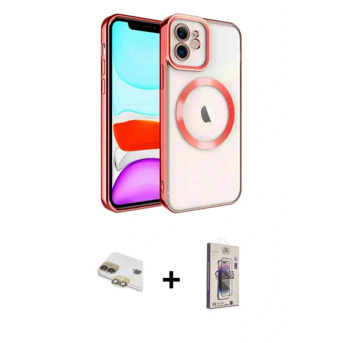 MARSİLYAN™- iPhone 11 Kılıf Nova Işık Özel Seri - Siyah Bilvis 3D Cam Ekran Koruyucu + Pers Alüminyum Kamera Lens - GD