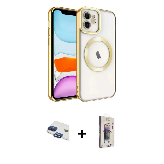 MARSİLYAN™- iPhone 11 Kılıf Nova Işık Özel Seri - Siyah Bilvis 3D Cam Ekran Koruyucu + Pers Alüminyum Kamera Lens - LT