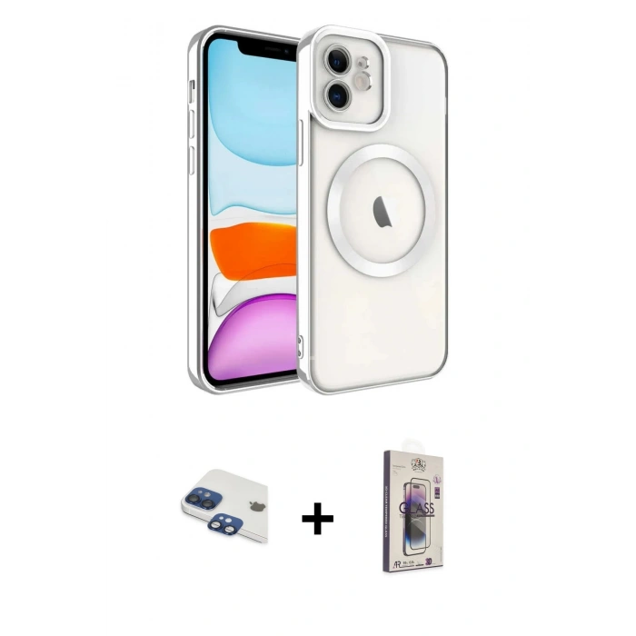 MARSİLYAN™- iPhone 11 Kılıf Nova Işık Özel Seri - Siyah Bilvis 3D Cam Ekran Koruyucu + Pers Alüminyum Kamera Lens - LT