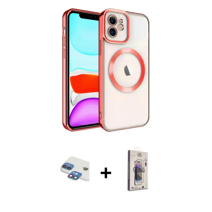 MARSİLYAN™- iPhone 11 Kılıf Nova Işık Özel Seri - Siyah Bilvis 3D Cam Ekran Koruyucu + Pers Alüminyum Kamera Lens - GI