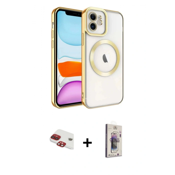 MARSİLYAN™- iPhone 11 Kılıf Nova Işık Özel Seri - Siyah Bilvis 3D Cam Ekran Koruyucu + Pers Alüminyum Kamera Lens - KI