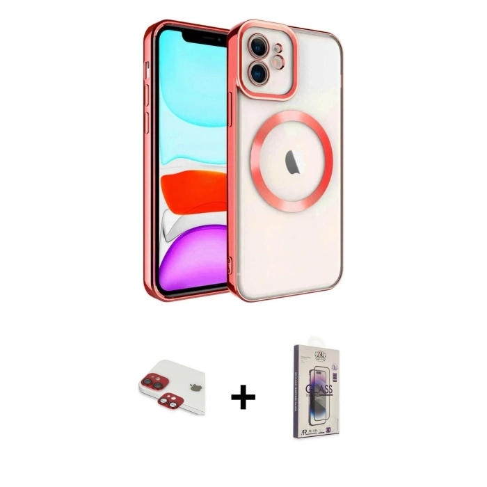 MARSİLYAN™- iPhone 11 Kılıf Nova Işık Özel Seri - Siyah Bilvis 3D Cam Ekran Koruyucu + Pers Alüminyum Kamera Lens - KI