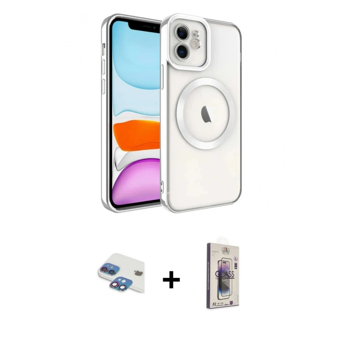 MARSİLYAN™- iPhone 11 Kılıf Nova Işık Özel Seri - Siyah Bilvis 3D Cam Ekran Koruyucu + Pers Alüminyum Kamera Lens - GI