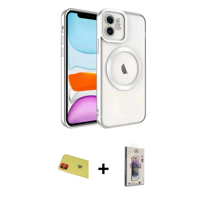 MARSİLYAN™- iPhone 11 Kılıf Nova Işık Özel Seri - Siyah Bilvis 3D Cam Ekran Koruyucu + Rainbow Kamera Lens Koruma Cam - KI