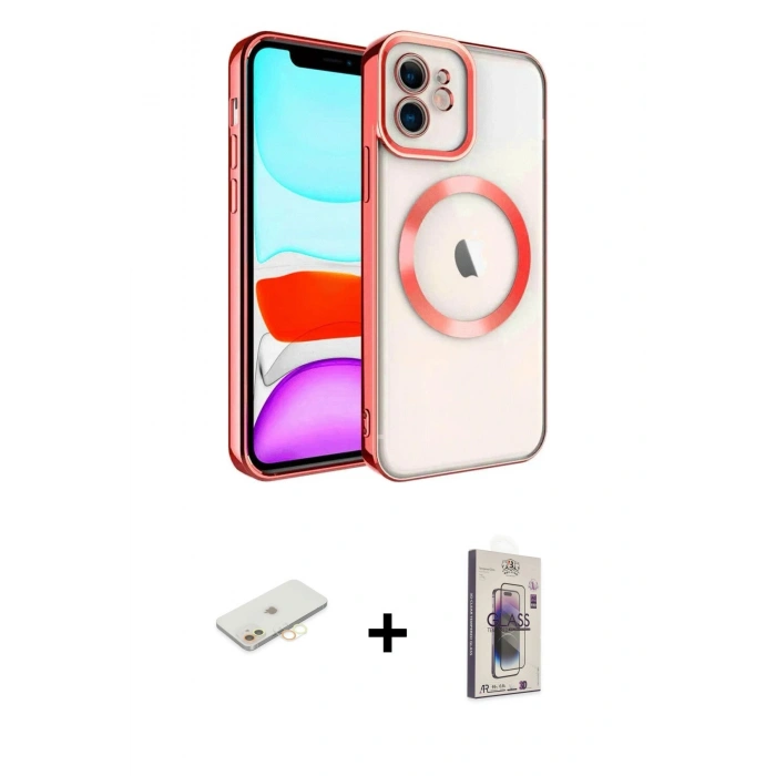 MARSİLYAN™- iPhone 11 Kılıf Nova Işık Özel Seri - Siyah Bilvis 3D Cam Ekran Koruyucu + Renkli Kamera Lens Koruma Cam - SI