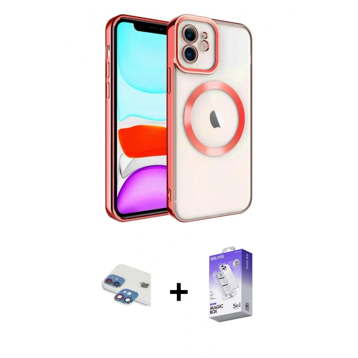 MARSİLYAN™- iPhone 11 Kılıf Nova Işık Özel Seri - Siyah Bilvis 5in1 3D Magic Cam Ekran Koruyucu + Pers Alüminyum Kamera Lens - GI