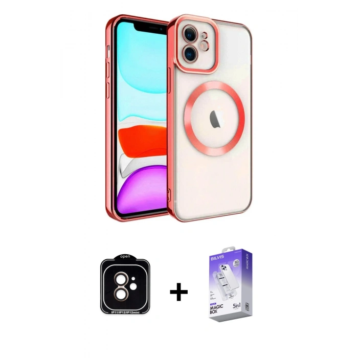 MARSİLYAN™- iPhone 11 Kılıf Nova Işık Özel Seri - Siyah Bilvis 5in1 3D Magic Cam Ekran Koruyucu + PVD Metal Kamera Lens - TU