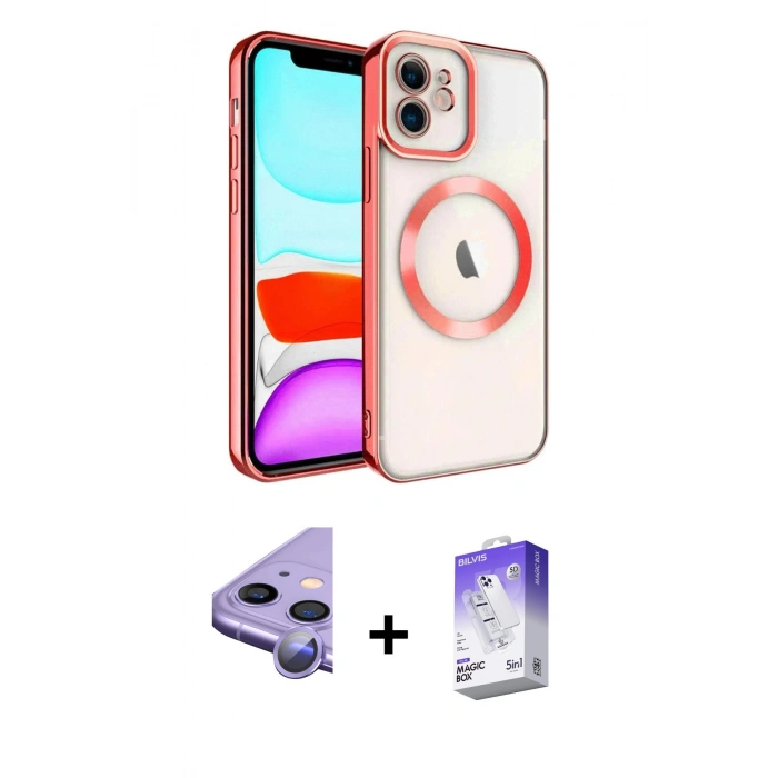 MARSİLYAN™- iPhone 11 Kılıf Nova Işık Özel Seri - Siyah Bilvis 5in1 3D Magic Cam Ekran Koruyucu + Raze Metal Kamera Lens - MR