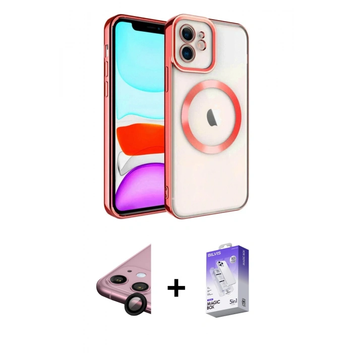 MARSİLYAN™- iPhone 11 Kılıf Nova Işık Özel Seri - Siyah Bilvis 5in1 3D Magic Cam Ekran Koruyucu + Raze Metal Kamera Lens - SH