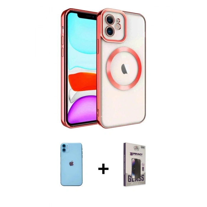 MARSİLYAN™- iPhone 11 Kılıf Nova Işık Özel Seri - Siyah Bilvis Hayalet Cam Ekran Koruyucu + Neon Fosforlu Kamera Lens - MI