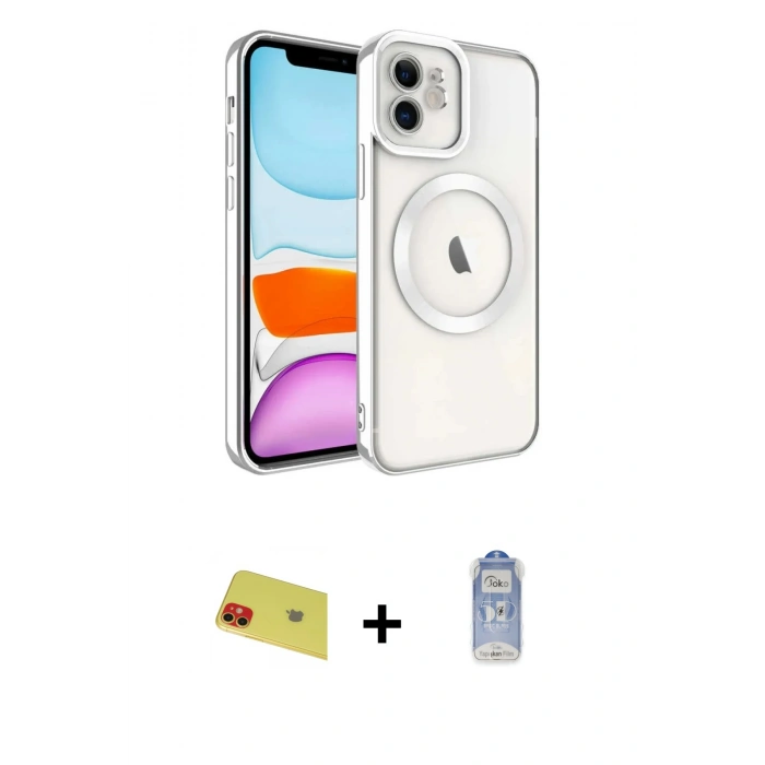 MARSİLYAN™- iPhone 11 Kılıf Nova Işık Özel Seri - Siyah Joko Magic 5D Cam + Rainbow Kamera Lens Koruma Cam - KI