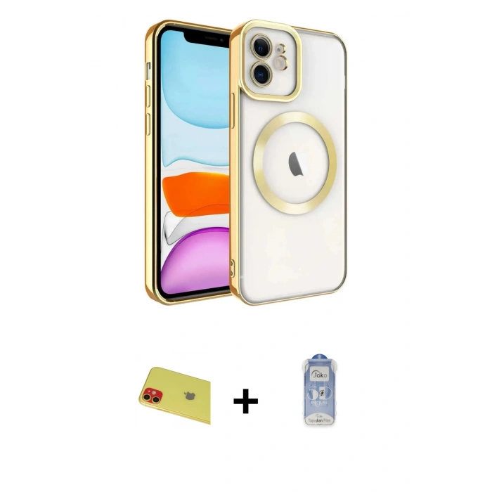 MARSİLYAN™- iPhone 11 Kılıf Nova Işık Özel Seri - Siyah Joko Magic 5D Cam + Rainbow Kamera Lens Koruma Cam - KI