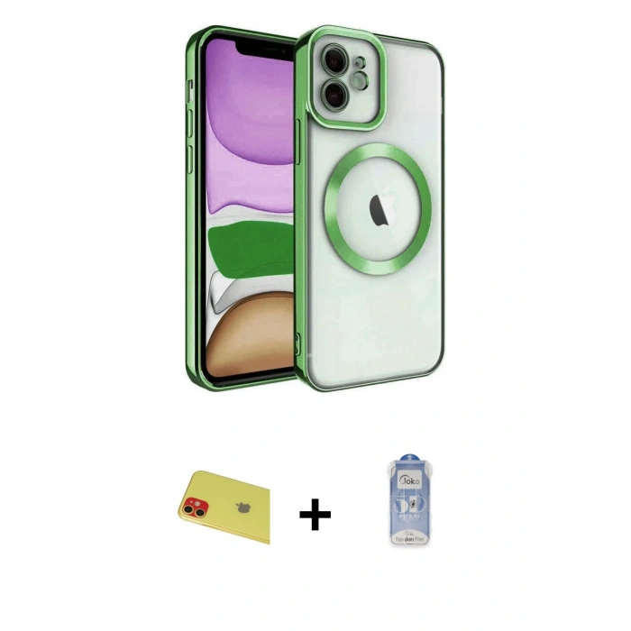 MARSİLYAN™- iPhone 11 Kılıf Nova Işık Özel Seri - Siyah Joko Magic 5D Cam + Rainbow Kamera Lens Koruma Cam - KI