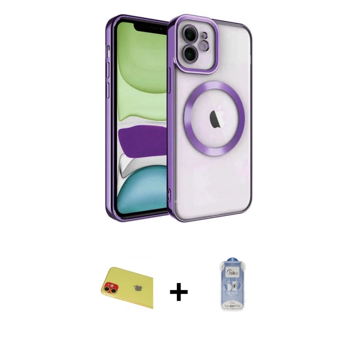 MARSİLYAN™- iPhone 11 Kılıf Nova Işık Özel Seri - Siyah Joko Magic 5D Cam + Rainbow Kamera Lens Koruma Cam - KI