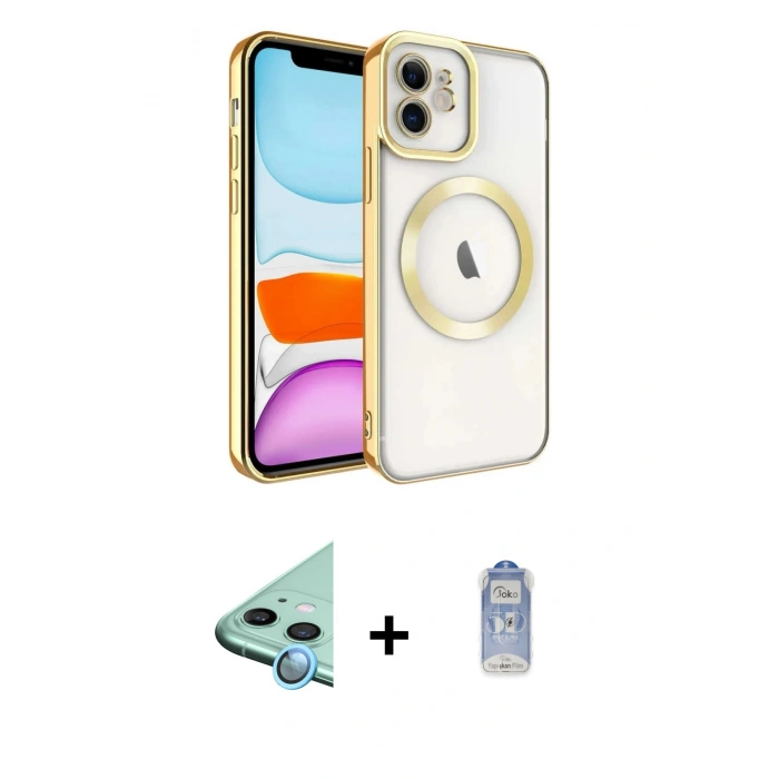 MARSİLYAN™- iPhone 11 Kılıf Nova Işık Özel Seri - Siyah Joko Magic 5D Cam + Raze Metal Kamera Lens - MI