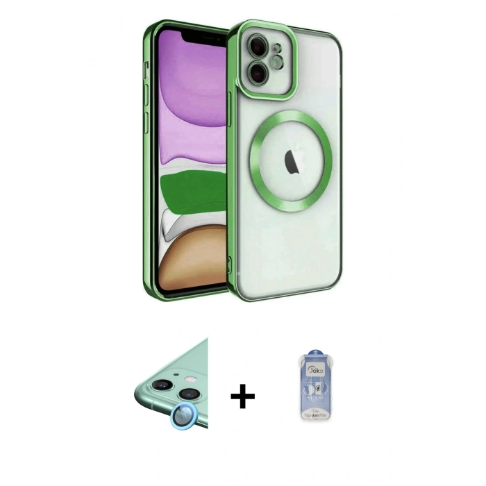 MARSİLYAN™- iPhone 11 Kılıf Nova Işık Özel Seri - Siyah Joko Magic 5D Cam + Raze Metal Kamera Lens - MI