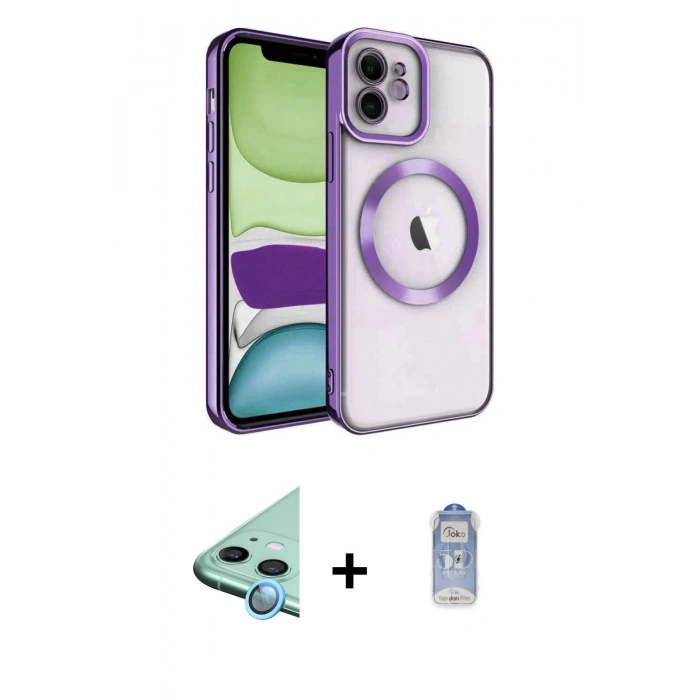 MARSİLYAN™- iPhone 11 Kılıf Nova Işık Özel Seri - Siyah Joko Magic 5D Cam + Raze Metal Kamera Lens - MI