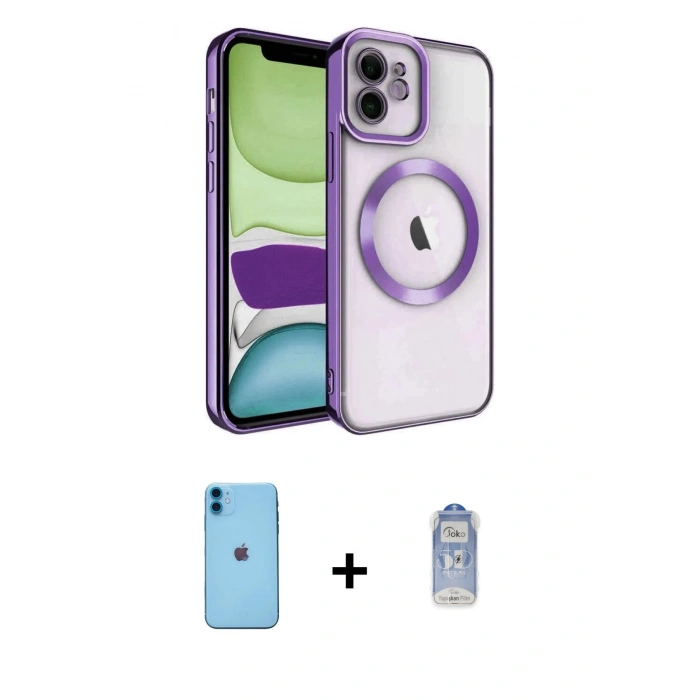 MARSİLYAN™- iPhone 11 Kılıf Nova Işık Özel Seri - Siyah Joko Magic 5D Cam + Neon Fosforlu Kamera Lens - MI