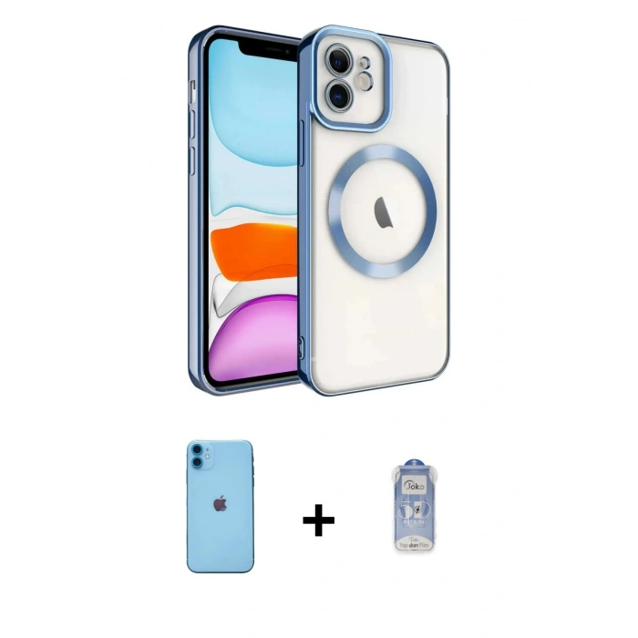 MARSİLYAN™- iPhone 11 Kılıf Nova Işık Özel Seri - Siyah Joko Magic 5D Cam + Neon Fosforlu Kamera Lens - MI