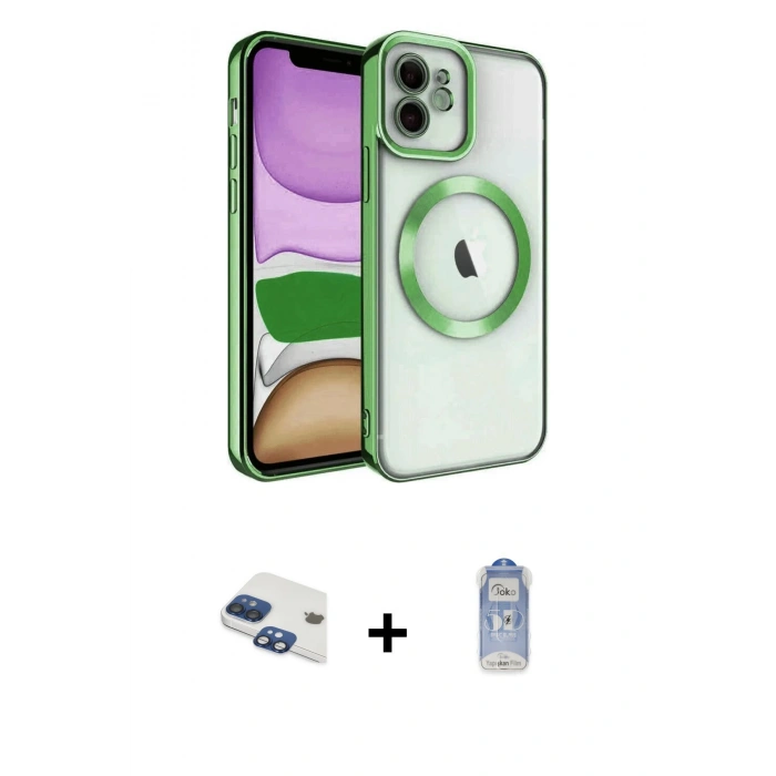 MARSİLYAN™- iPhone 11 Kılıf Nova Işık Özel Seri - Siyah Joko Magic 5D Cam + Pers Alüminyum Kamera Lens - LT