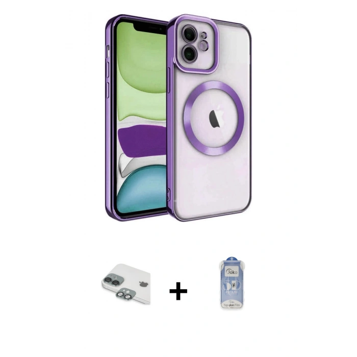 MARSİLYAN™- iPhone 11 Kılıf Nova Işık Özel Seri - Siyah Joko Magic 5D Cam + Pers Alüminyum Kamera Lens - YL