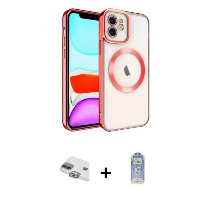 MARSİLYAN™- iPhone 11 Kılıf Nova Işık Özel Seri - Siyah Joko Magic 5D Cam + Pers Alüminyum Kamera Lens - YL