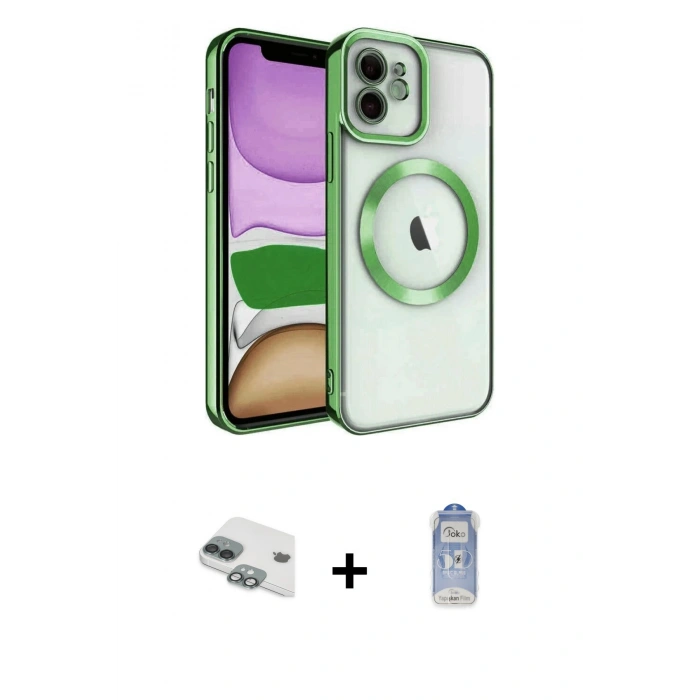 MARSİLYAN™- iPhone 11 Kılıf Nova Işık Özel Seri - Siyah Joko Magic 5D Cam + Pers Alüminyum Kamera Lens - YL