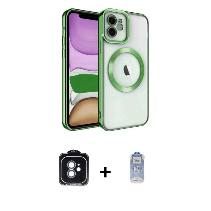 MARSİLYAN™- iPhone 11 Kılıf Nova Işık Özel Seri - Siyah Joko Magic 5D Cam + PVD Metal Kamera Lens - MI