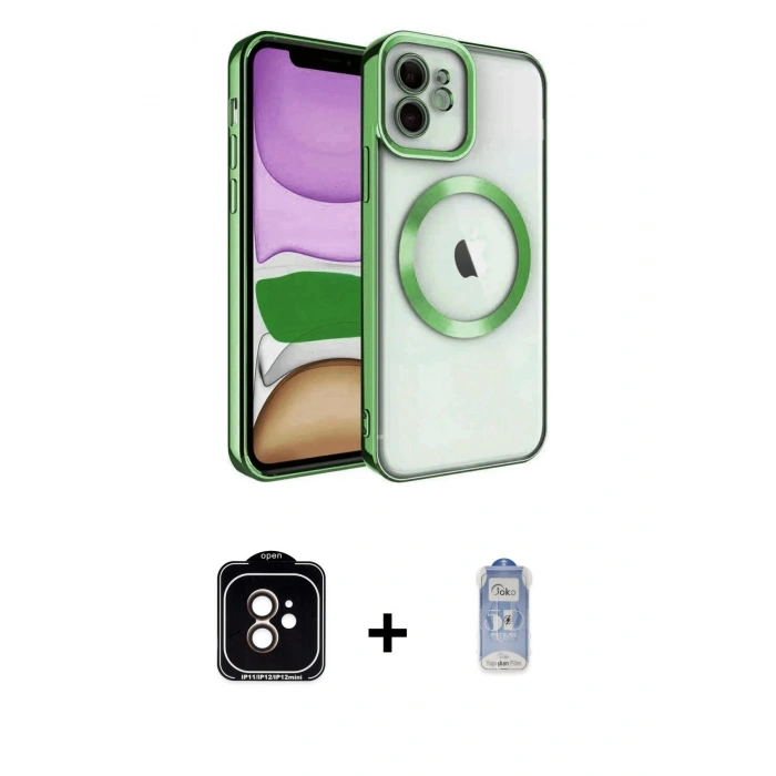 MARSİLYAN™- iPhone 11 Kılıf Nova Işık Özel Seri - Siyah Joko Magic 5D Cam + PVD Metal Kamera Lens - TU