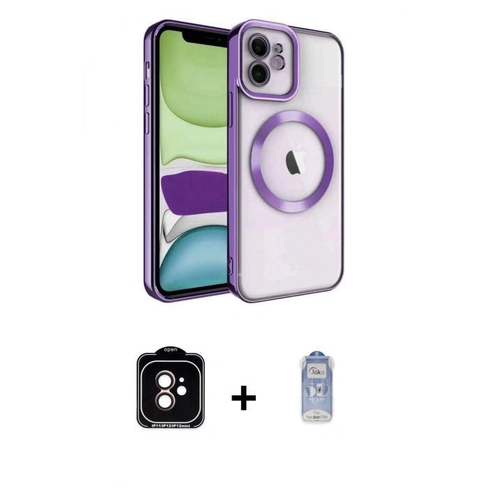 MARSİLYAN™- iPhone 11 Kılıf Nova Işık Özel Seri - Siyah Joko Magic 5D Cam + PVD Metal Kamera Lens - TU