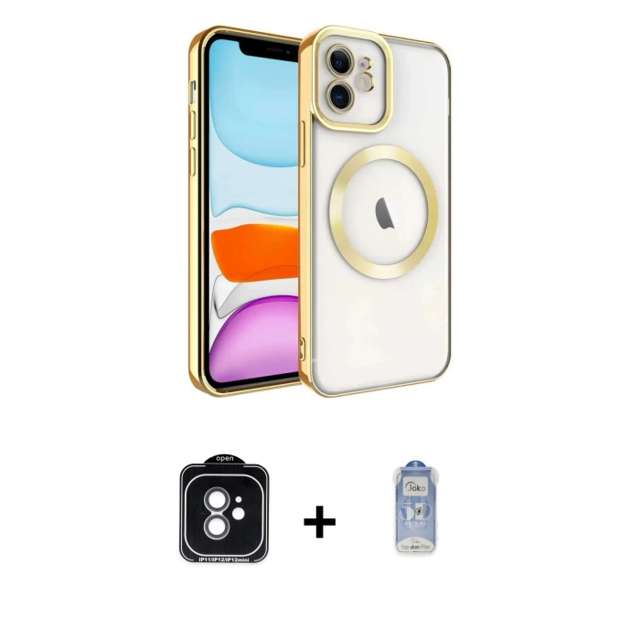 MARSİLYAN™- iPhone 11 Kılıf Nova Işık Özel Seri - Siyah Joko Magic 5D Cam + PVD Metal Kamera Lens - YL