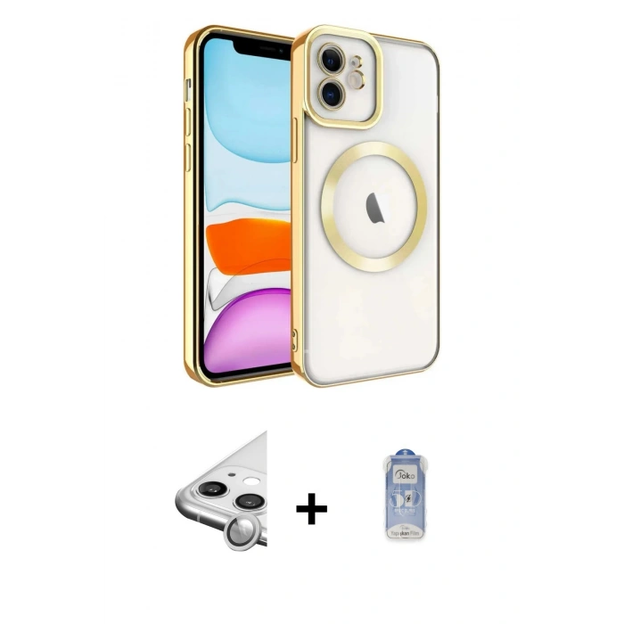 MARSİLYAN™- iPhone 11 Kılıf Nova Işık Özel Seri - Siyah Joko Magic 5D Cam + Raze Metal Kamera Lens - GS