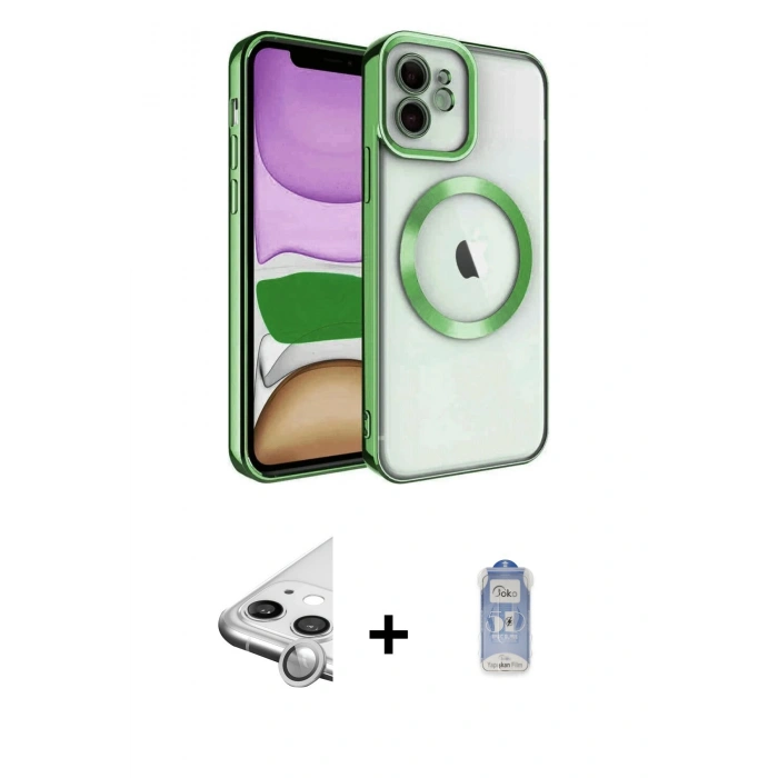 MARSİLYAN™- iPhone 11 Kılıf Nova Işık Özel Seri - Siyah Joko Magic 5D Cam + Raze Metal Kamera Lens - GS
