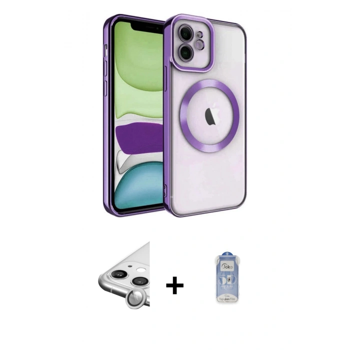 MARSİLYAN™- iPhone 11 Kılıf Nova Işık Özel Seri - Siyah Joko Magic 5D Cam + Raze Metal Kamera Lens - GS