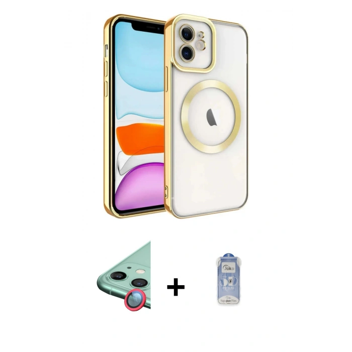 MARSİLYAN™- iPhone 11 Kılıf Nova Işık Özel Seri - Siyah Joko Magic 5D Cam + Raze Metal Kamera Lens - KI