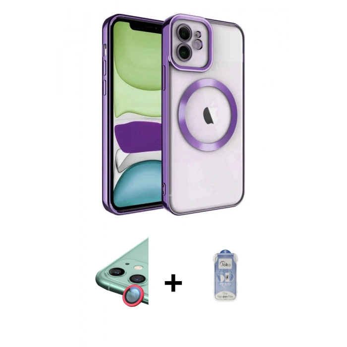 MARSİLYAN™- iPhone 11 Kılıf Nova Işık Özel Seri - Siyah Joko Magic 5D Cam + Raze Metal Kamera Lens - KI