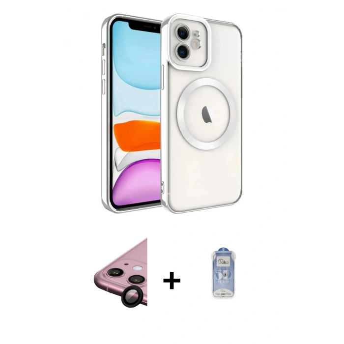 MARSİLYAN™- iPhone 11 Kılıf Nova Işık Özel Seri - Siyah Joko Magic 5D Cam + Raze Metal Kamera Lens - SH