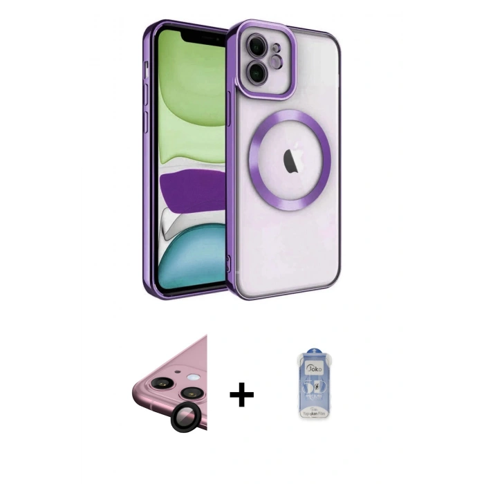 MARSİLYAN™- iPhone 11 Kılıf Nova Işık Özel Seri - Siyah Joko Magic 5D Cam + Raze Metal Kamera Lens - SH