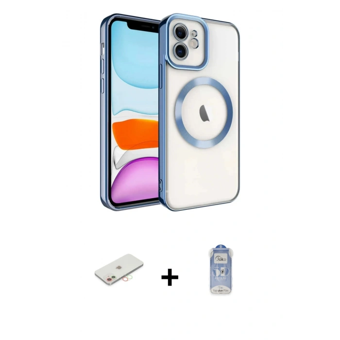 MARSİLYAN™- iPhone 11 Kılıf Nova Işık Özel Seri - Siyah Joko Magic 5D Cam + Renkli Kamera Lens Koruma Cam - YL