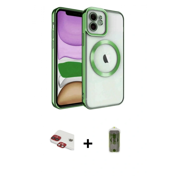 MARSİLYAN™- iPhone 11 Kılıf Nova Işık Özel Seri - Siyah Joko Magic 5D Hayalet Cam + Pers Alüminyum Kamera Lens - KI