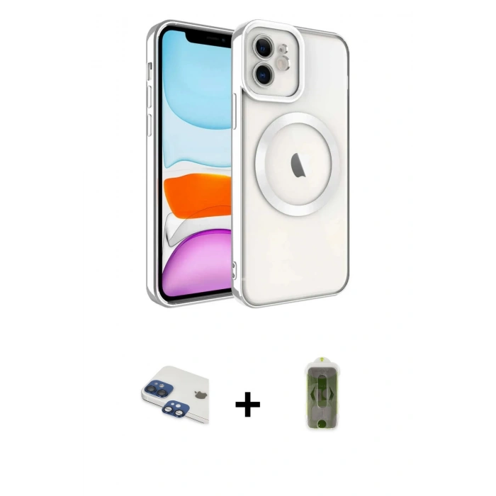 MARSİLYAN™- iPhone 11 Kılıf Nova Işık Özel Seri - Siyah Joko Magic 5D Hayalet Cam + Pers Alüminyum Kamera Lens - LT