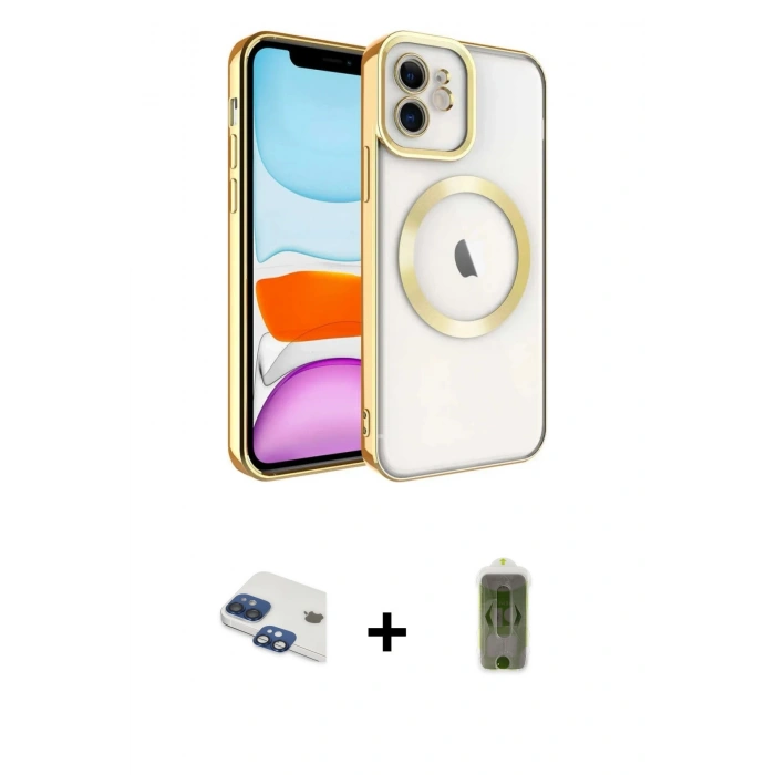 MARSİLYAN™- iPhone 11 Kılıf Nova Işık Özel Seri - Siyah Joko Magic 5D Hayalet Cam + Pers Alüminyum Kamera Lens - LT