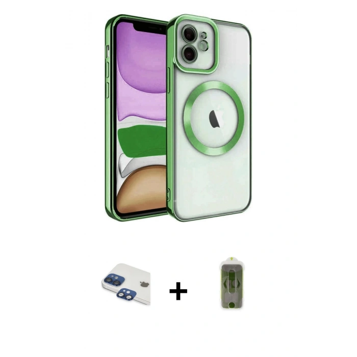 MARSİLYAN™- iPhone 11 Kılıf Nova Işık Özel Seri - Siyah Joko Magic 5D Hayalet Cam + Pers Alüminyum Kamera Lens - LT