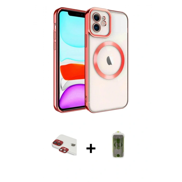 MARSİLYAN™- iPhone 11 Kılıf Nova Işık Özel Seri - Siyah Joko Magic 5D Hayalet Cam + Pers Alüminyum Kamera Lens - KI