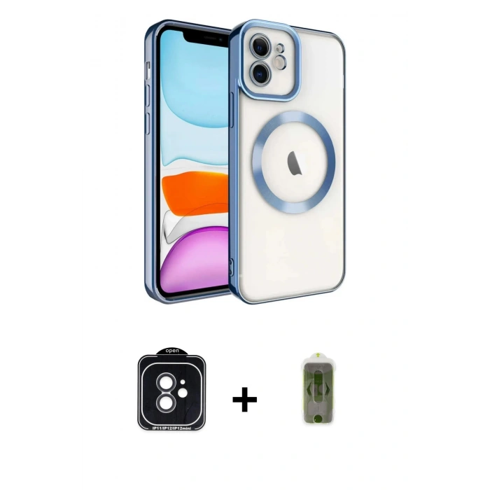 MARSİLYAN™- iPhone 11 Kılıf Nova Işık Özel Seri - Siyah Joko Magic 5D Hayalet Cam + PVD Metal Kamera Lens - SH