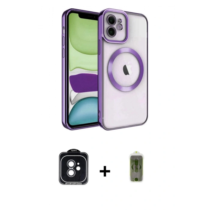 MARSİLYAN™- iPhone 11 Kılıf Nova Işık Özel Seri - Siyah Joko Magic 5D Hayalet Cam + PVD Metal Kamera Lens - SH