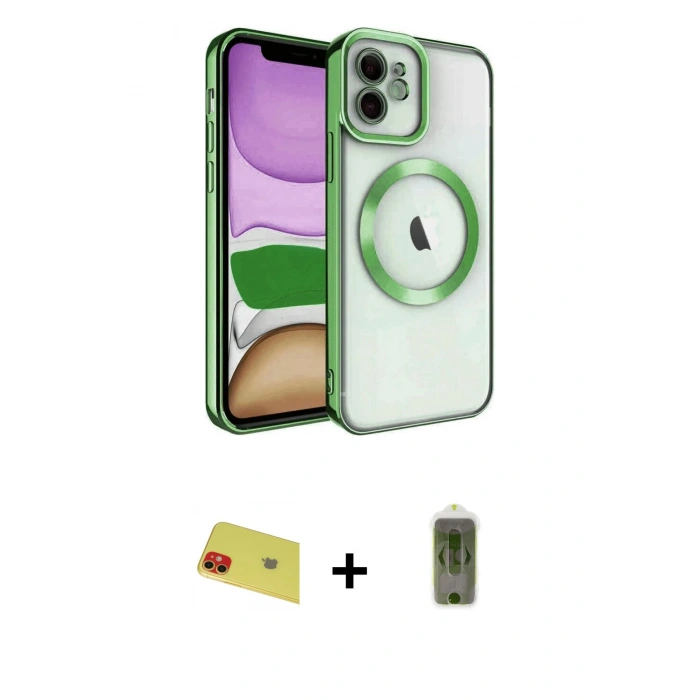 MARSİLYAN™- iPhone 11 Kılıf Nova Işık Özel Seri - Siyah Joko Magic 5D Hayalet Cam + Rainbow Kamera Lens Koruma Cam - KI
