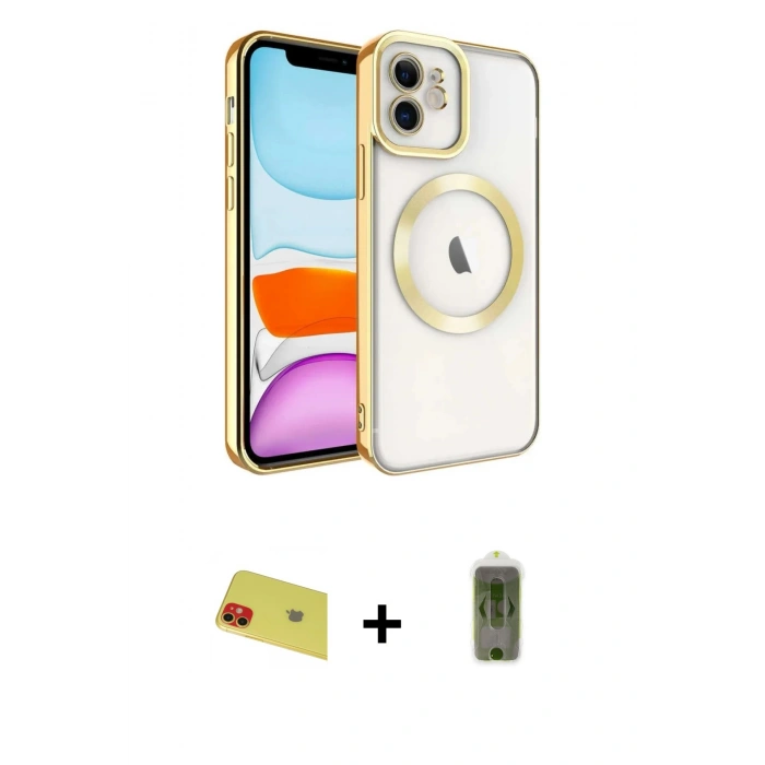 MARSİLYAN™- iPhone 11 Kılıf Nova Işık Özel Seri - Siyah Joko Magic 5D Hayalet Cam + Rainbow Kamera Lens Koruma Cam - KI
