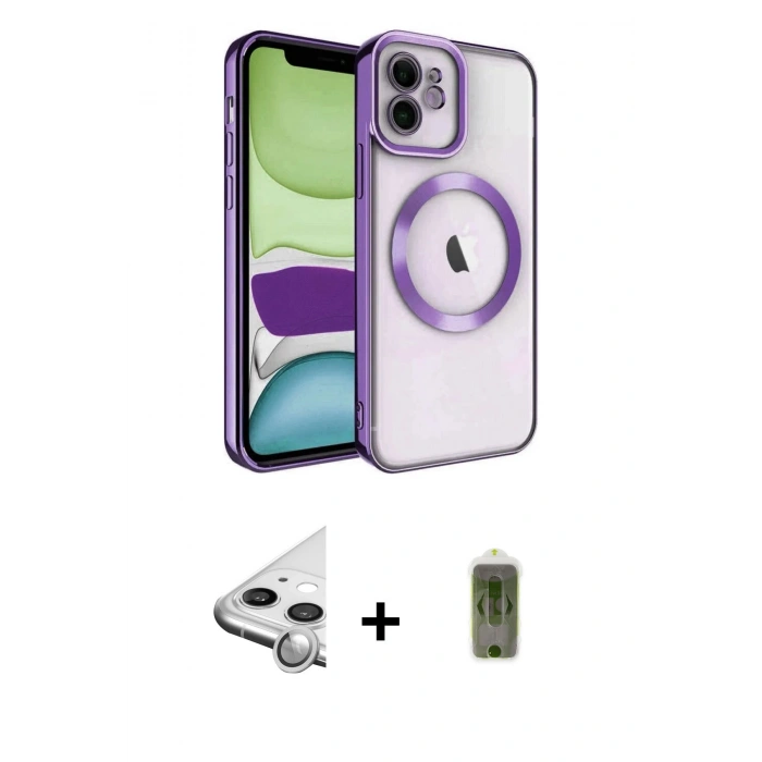 MARSİLYAN™- iPhone 11 Kılıf Nova Işık Özel Seri - Siyah Joko Magic 5D Hayalet Cam + Raze Metal Kamera Lens - GS