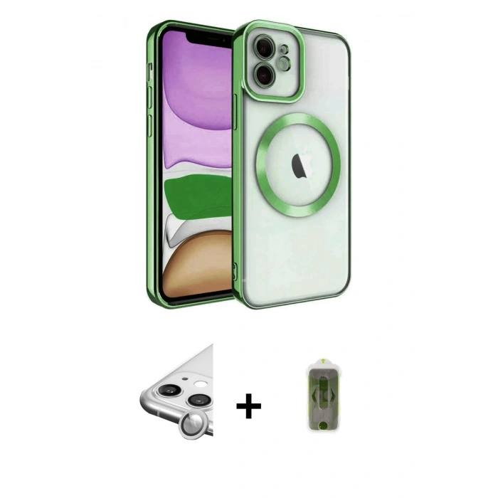 MARSİLYAN™- iPhone 11 Kılıf Nova Işık Özel Seri - Siyah Joko Magic 5D Hayalet Cam + Raze Metal Kamera Lens - GS